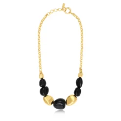 Loulou short chain necklace – black and gold Colliers Courts & Ras Du Cou|Colliers XXL