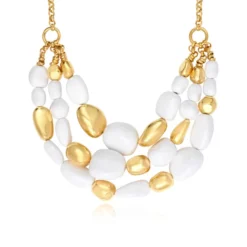 Discount Loulou statement necklace – gold and white Plastrons|Colliers XXL