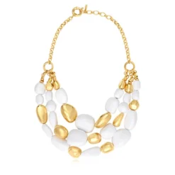Discount Loulou statement necklace – gold and white Plastrons|Colliers XXL