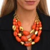 Clearance Loulou statement necklace – orange and gold Plastrons|Colliers XXL