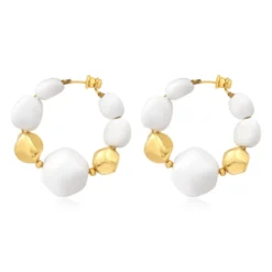 Best Loulou wide hoop earrings – gold and white Créoles|Boucles D'oreilles XXL