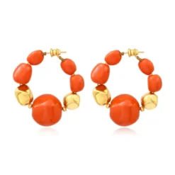 Best Loulou wide hoop earrings – orange and gold Créoles|Boucles D'oreilles XXL
