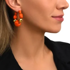 Best Loulou wide hoop earrings – orange and gold Créoles|Boucles D'oreilles XXL
