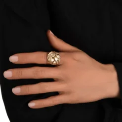 New Lucy adjustable cabochon ring in fine gold-plated metal - white Bagues Ajustables