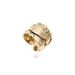 Discount Lucy adjustable foliage ring in fine gold-plated metal - white Bagues Ajustables