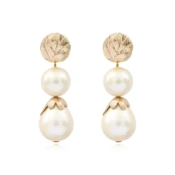 Online Lucy clip-on earrings in gold-tone metal - white Clips