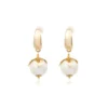 New Lucy cotton bead hoop earrings - white Créoles