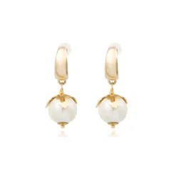 New Lucy cotton bead hoop earrings - white Créoles