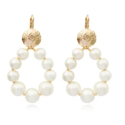 Lucy hoop sleeper earrings - white Dormeuses