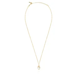 Lucy pendant necklace in fine gold-plated metal and cotton pearl - white Sautoirs & Colliers Longs|Pendentifs Et Médailles