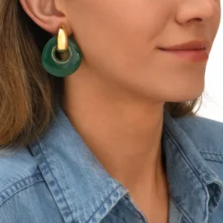 Clearance Masseria clip-on earrings - green Clips