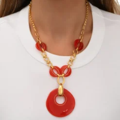 Best Masseria long chain necklace - coral Sautoirs & Colliers Longs