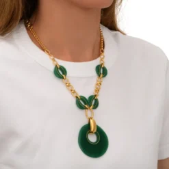 Outlet Masseria long chain necklace - green Sautoirs & Colliers Longs