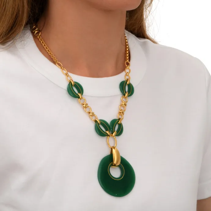 Outlet Masseria long chain necklace - green Sautoirs & Colliers Longs