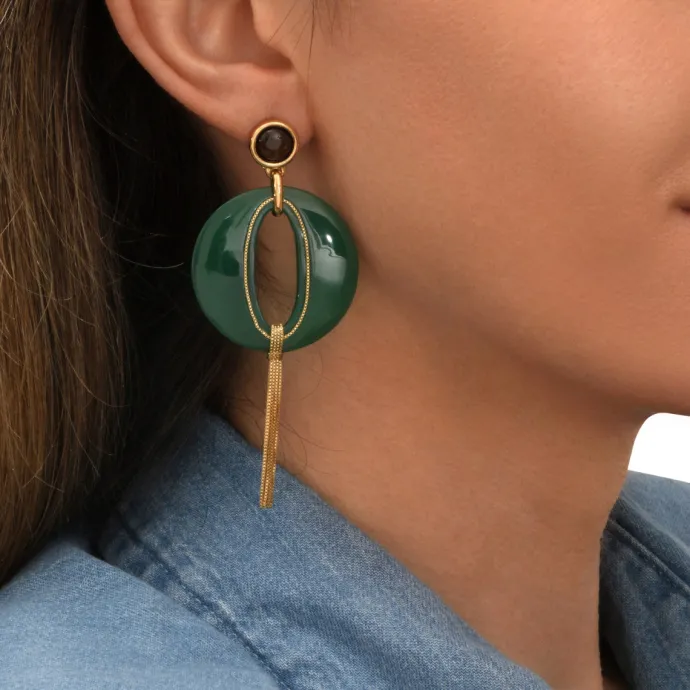 Clearance Masseria long pierced stud earrings - green Percées / Tiges
