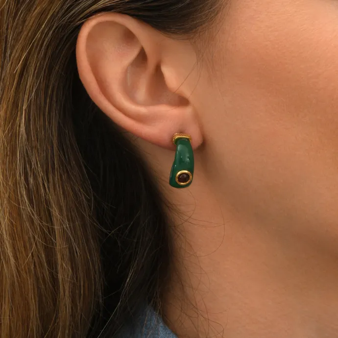 Masseria mini stud earrings - green Percées / Tiges