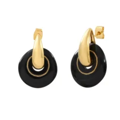 Outlet Masseria round pierced stud earrings - black Percées / Tiges