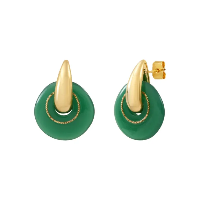 Clearance Masseria round pierced stud earrings - green Percées / Tiges