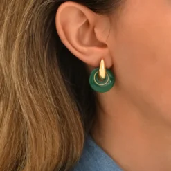 Clearance Masseria round pierced stud earrings - green Percées / Tiges