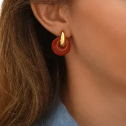 Clearance Masseria round pierced stud earrings - coral Percées / Tiges