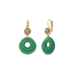 New Masseria thin sleeper earrings - green Dormeuses