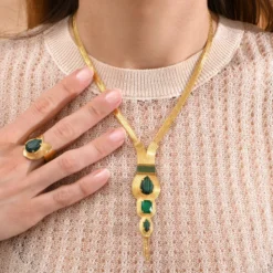 Outlet Mid-length Sun Necklace - Green Colliers Mi-longs