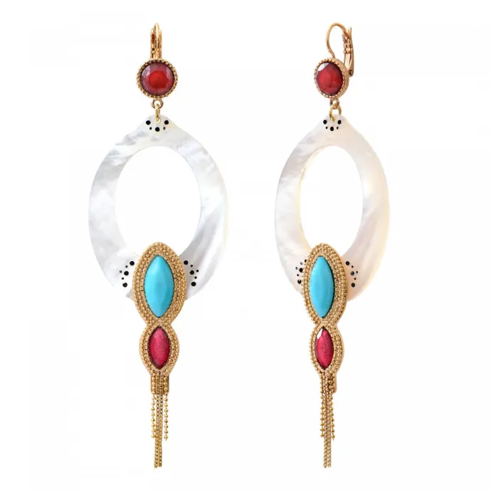 Mindoro drop earrings - white mother-of-pearl Dormeuses|Longues / Pendantes