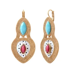 Outlet Mindoro sleeper earrings in beaded metal - white mother-of-pearl Dormeuses