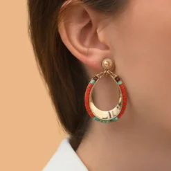Sale Ninon clip-on earrings - turquoise and red Clips