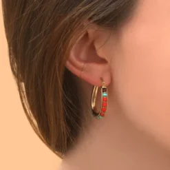 Online Ninon hoop earrings - red Créoles