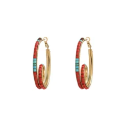 Outlet Ninon hoop earrings - turquoise and red Créoles