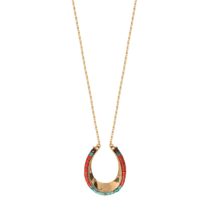 Online Ninon long necklace - turquoise and red Sautoirs & Colliers Longs