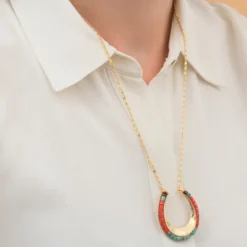 Online Ninon long necklace - turquoise and red Sautoirs & Colliers Longs
