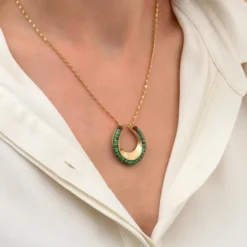 Discount Ninon pendant necklace - green Sautoirs & Colliers Longs|Pendentifs Et Médailles