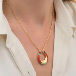Clearance Ninon pendant necklace - turquoise and red Sautoirs & Colliers Longs|Pendentifs Et Médailles