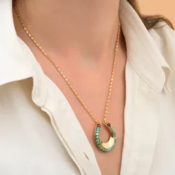 Outlet Ninon pendant necklace - turquoise Sautoirs & Colliers Longs|Pendentifs Et Médailles