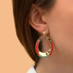 New Ninon pierced stud earrings - turquoise and red Percées / Tiges