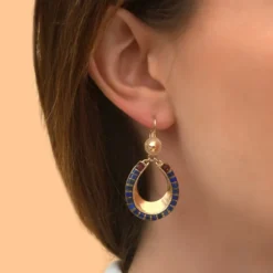 Online Ninon sleeper earrings - blue Dormeuses