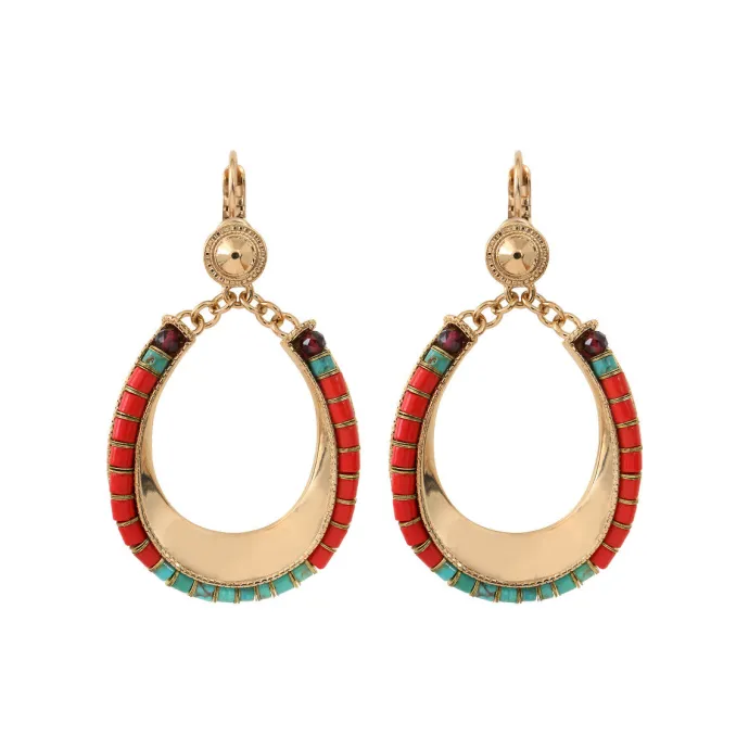 New Ninon sleeper earrings - turquoise and red Dormeuses