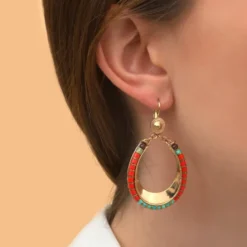 New Ninon sleeper earrings - turquoise and red Dormeuses
