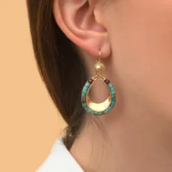 Online Ninon sleeper earrings - turquoise Dormeuses