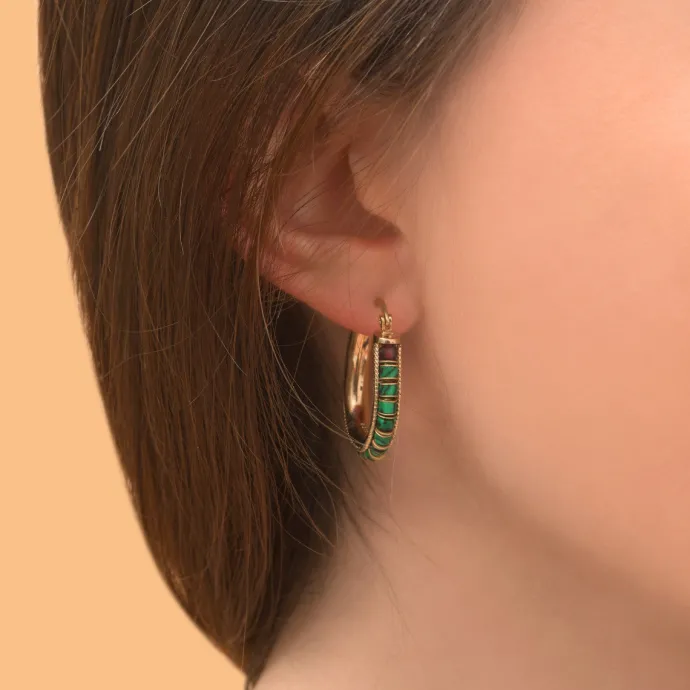 Discount Ninon thin hoop earrings - green Créoles