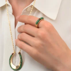 Discount Ninon wide ring - green Bagues Grandes Tailles