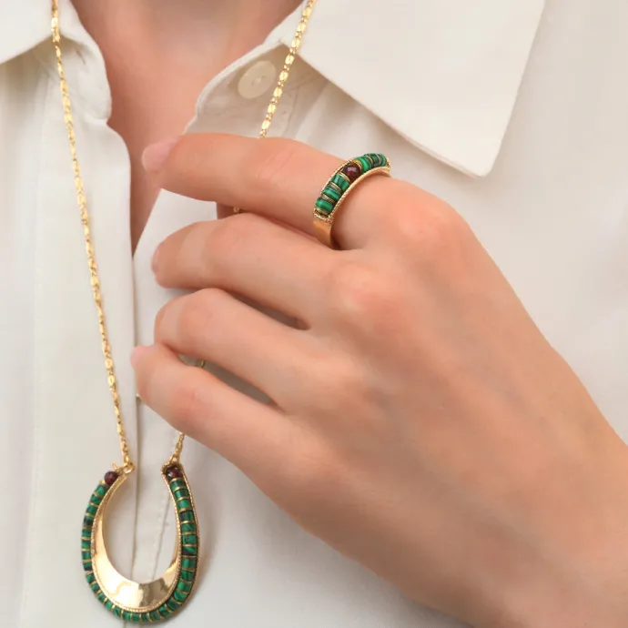 Discount Ninon wide ring - green Bagues Grandes Tailles