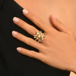 Noémie adjustable medium ring - black and white Bagues Ajustables