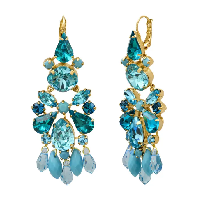 Clearance Noémie long sleeper earrings - turquoise Dormeuses