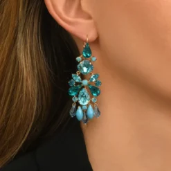 Clearance Noémie long sleeper earrings - turquoise Dormeuses