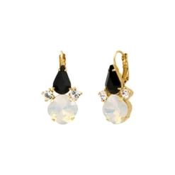 Discount Noémie rhinestone sleeper earrings - black and white Dormeuses