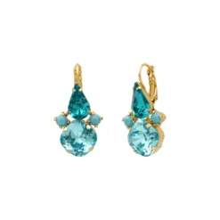 New Noémie rhinestone sleeper earrings - turquoise Dormeuses