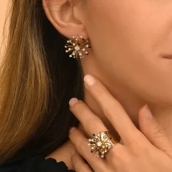 Noémie sleeper earrings - black and white Dormeuses